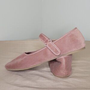 Zara Mary Jane Pink Suede Flats Women Shoe size 7.5
